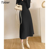 Winter Slim Long Sleeve Party Midi Dress for Women Knitted Half High Collar Elegant Knitted Sweater Dresses