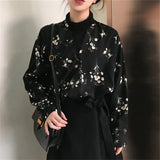 Auttum 2019 New Flower Print Korean Blusas Vintage Elegant Female Blouse V-Neck Long Sleeve Casual Mujer Shirts
