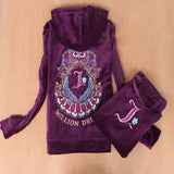 Spring Autumn Women's Velvet Tracksuits Long Sleeve Letter Pattern Embroidery Hoodies women two piece outfits