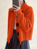 Women's Loose Korean Version Of Fashion Casual Big Collar Knitted Cardigan