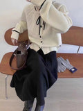Spring Style Round Neck Soft Style Sweater Jacket Female Bow Tie Knitted Sweater Retro French Blouse-Outfit
