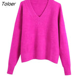 Women Simply Mock Neck Solid Green Color Casual Knitting Sweater Female Chic Basic Long Sleeve Pullovers Brand Tops