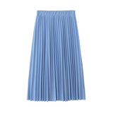 Fashion High Waist Pleated Solid Color Ankle Length Skirt All-match chiffon Clothing Lady Casual Stretchy Thicken