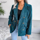 Jacket Sexy V Neck Small Suit Jacket Autumn New Women blazer Slim Solid Color Long Sleeves Coat Elegant Office Lady