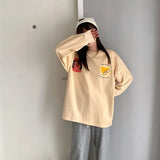 Deeptown Kawaii Crewneck Sweatshirt Heart Print Hoodies E Girl Korean Style Yellow Top 2021 Fashion Pink Long Sleeve