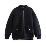 And Winter New Solid Color Loose Leisure Zipper Flying Jacket Cotton