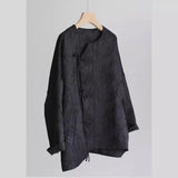 Early Autumn New High-Level Feeling Super Good-Looking Chinese Style Buckle Blouse French Style Fragrant Style Black Coat Woman-Outfit