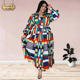 Plus Size Dresses for Women 5XL Elegant Lady with Blet Loose Sexy Black Long Sleeve Maxi Shirts Dress Wholesale