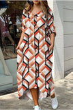 Casual Print Long Blouse Dress with Sequin