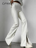 Women PU Faux Leather Pants High Waist Straight Sexy Female Split Trousers 2022 Atumn Winter Streetwear Vintage Slim