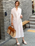 Fold Pleated Oversized Dress For Women Stand Collar Short Sleeve Loose Solid Midi Dresses Female Fashion