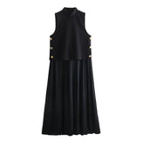 Spring Pleated Sleeveless Vest Dress 2676186-Outfit