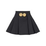 New Star Fashion Big Metal Buckle Decoration 100-Fold Mini Skirt
