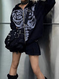Black Oversized Hoodie with Skeleton