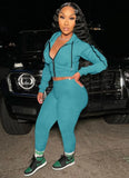 Hoodies with zipper long sleeve Crop Top and Pant