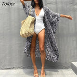 2023 Autumn Beach Kimono Swimwear Women Print Bikini Cover Ups Swimsuit Fashion Loose Plus Size Beachwear Hooded