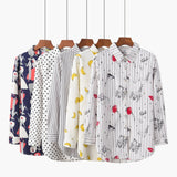 Fine Women's Print Chiffon Shirt 2021 Spring New Long Sleeve Blouses and Tops Lady Plus Size Casual Shirts Clothes
