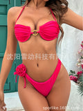 Multi-Color Solid-Colored Breast-Plate Three-Point Low-Rise Bikini Sexy 2025 New Split Swimsuit