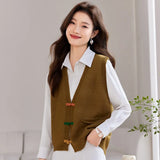 Cardigan Vest Women's Spring Dress 2024 New Fashionable Foreign Style Loose Thin Disk Buckle Horse Clip To Wear A Coat-Outfit