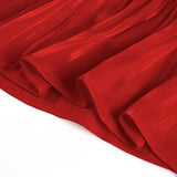 Red Formal Puff Sleeves Ruffle Peplum