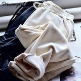 Women Winter Pants Thick Warm Fleece Trousers High Waist Chenille 2021 Harem Pant Female Casual Velvet Pants Winter