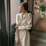 Sashes Dresses for Women Party Office Lady Trumpet Mermaid Long Sleeve Midi Woman Dress Beige Korean Clothes