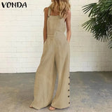 Overalls 2021 VONDA Female Solid Party Playsuits Femme Office Overalls Women Jumpsuits Femininas