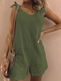 Solid Color High Waist Cotton Linen Pocket Fashion