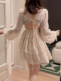 Beach Dress Women Casual Evening Party Floral Mini Dress Office Lady Korean Clothing Long Sleeve Elegant 2022 Summer