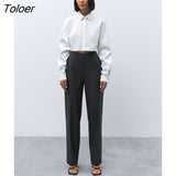 Autumn Black Pencil Pants Women Work Wear Fashion Zipper High Waist Slim Pants 2022 Solid Long Trousers Elegant Button