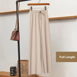 New High Waist Soft Comfort Women's Pants Casual Spring Summer Woman Pants Ice Silk Ankle-Length Trousers Female