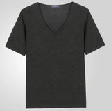 Men's Thin V-Neck Solid Knitwear Summer Short-Sleeved Knitted T-Shirt