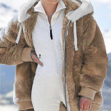 Hot New Autumn And Winter Loose Plush Multi-Color Hooded Coat