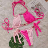 Toloer 2024 New Crystal Diamond Bikini Sexy Quilting Tied With Women's Split
