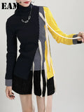 Bow Striped Knitting Sweater Loose Fit Turtleneck Long Sleeve Women Pullovers New Fashion Tide Autumn Winter 2022
