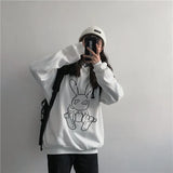 Deeptown Korean Style Women Hoodies Winter 2021 Fashion Print Sweatshirt Long Sleeve Plus Size Tops Warm Plus Velvet
