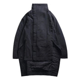 2022 New Fashion Winter Stand Lead Irregular Long Type Cotton-padded Clothes Loose Coat Solid Black Jacket Woman