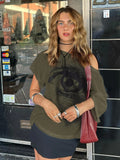 Cloth Forget Y2K Hottie Style Retro Print Loose T-Shirt To Make Old Design Sexy Shoulder Street Hop