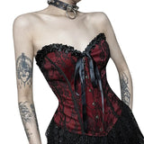 Dark Wind Design Sense Chest Vest Sexy Slim Lace Girdle Waist Show Thin Bandage Blouse-Outfit