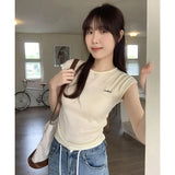 Sleeveless Knitted Embroidered Letter T-Shirt Women's Summer New Fold Waist Early Spring Dress Temperamental Vest-Outfit