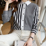 striped printing ladies shirts Women's Blouses Spring Autumn Long Sleeve Shirts Tops Blusas