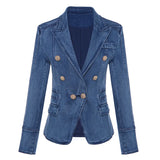 Autumn And Winter Coat Double Buckle Lion Buckle Washing Water Denim West Decoration Small
