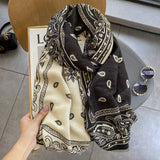Spring And Autumn Imitation Cashmere Shawl Silk Scarf With Warm Tassel Geometric