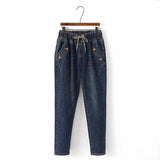 size 5XL Women Jeans 2020 New Autumn Winter Elastic waist Denim Trousers Large size Loose Female Washed Harem Pants