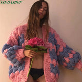 manual mohair wave pattern coat high quality winter plus size cardigans patchwork orange handmade coat sweaters