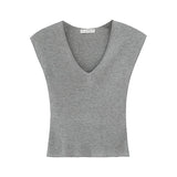 Solid Color Temperament V-Collar Knitted Sleeveless Vest Women's 2024 New Spring And Summer Slim And Thin Underwear-Outfit