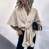 Women's Shawl Cape Coat Irregular Kintting Cloak Sweater Women Loose Pullovers Autumn Winter Oversized Warm Pancho