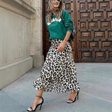 Women's Dress Skirt Leopard Print Top Embroidered Two-Piece