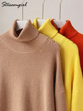 Women Winter Turtleneck Sweater Oversized Loose Pullover Womens Blue Sweaters 2022 Orange Sweater Women Turtleneck Oversize