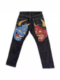 High Street Jeans Male Personality Printed Hip Hop Fashion Clothing Straight Pants High Waist Y2K Jeans-Outfit